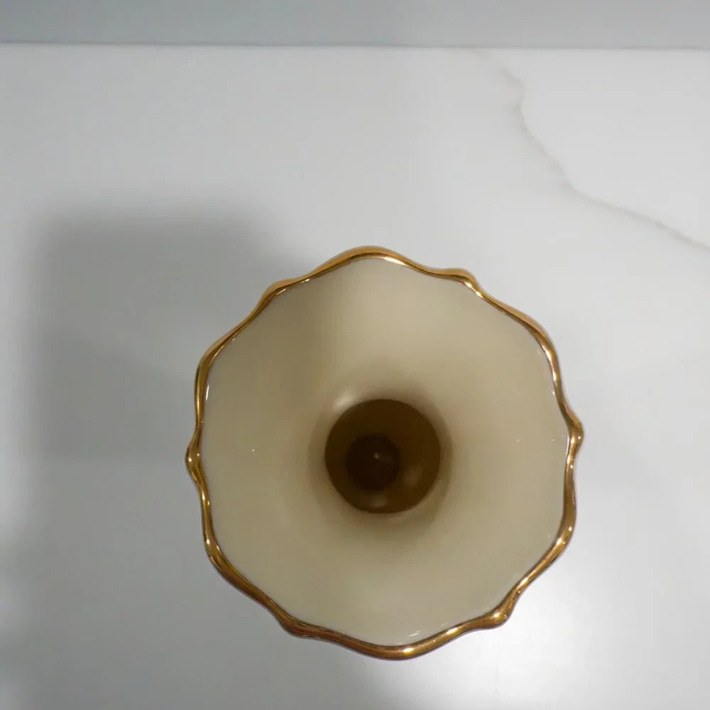 VTG Lenox Petite Pink Rose Bud Vase Porcelain Floral Cottagecore Cream Gold Trim